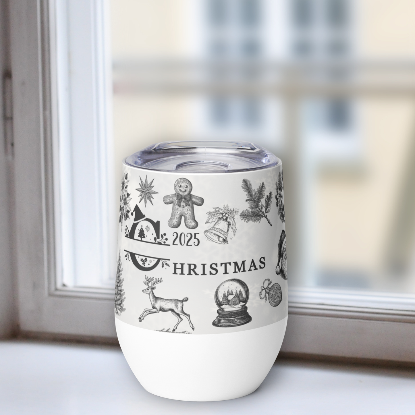 Personalized Vintage Family Christmas Wine Tumbler