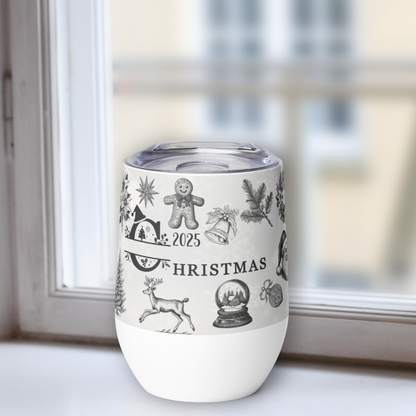 Personalized Vintage Family Christmas Wine Tumbler