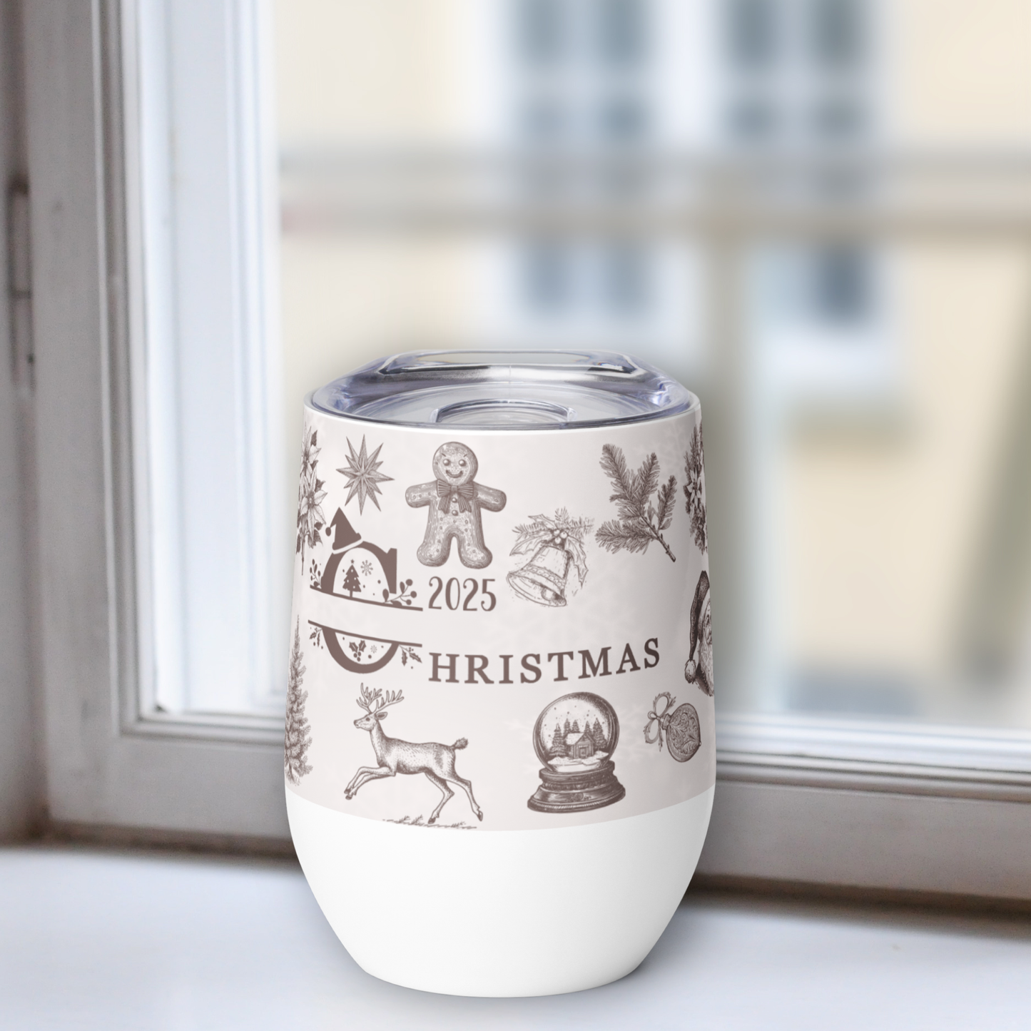 Personalized Vintage Family Christmas Wine Tumbler