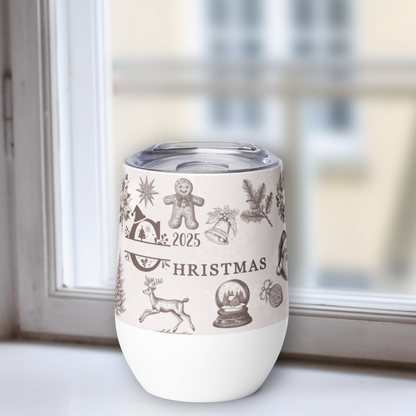 Personalized Vintage Family Christmas Wine Tumbler