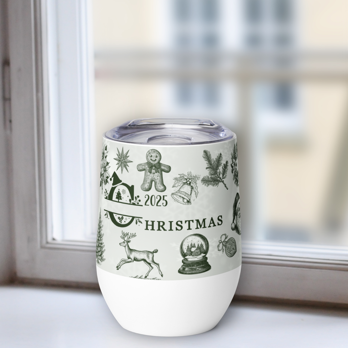 Personalized Vintage Family Christmas Wine Tumbler