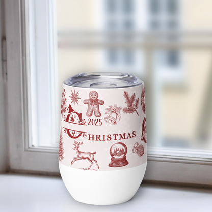 Personalized Vintage Family Christmas Wine Tumbler