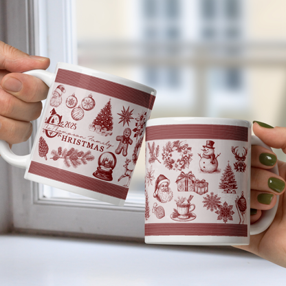 Personalized Vintage Family Christmas White Mug