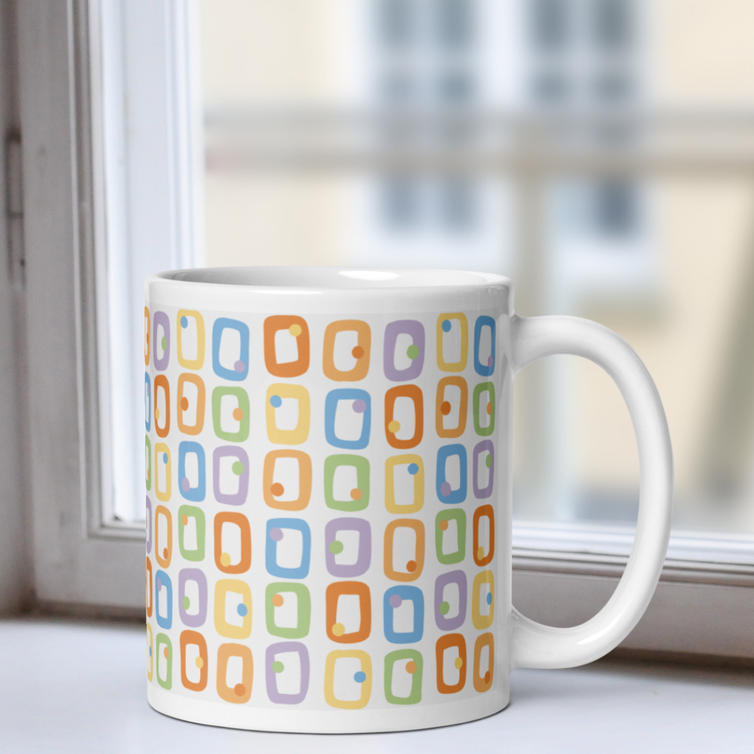 Retro Rectangles White Mug - I'm Faded
