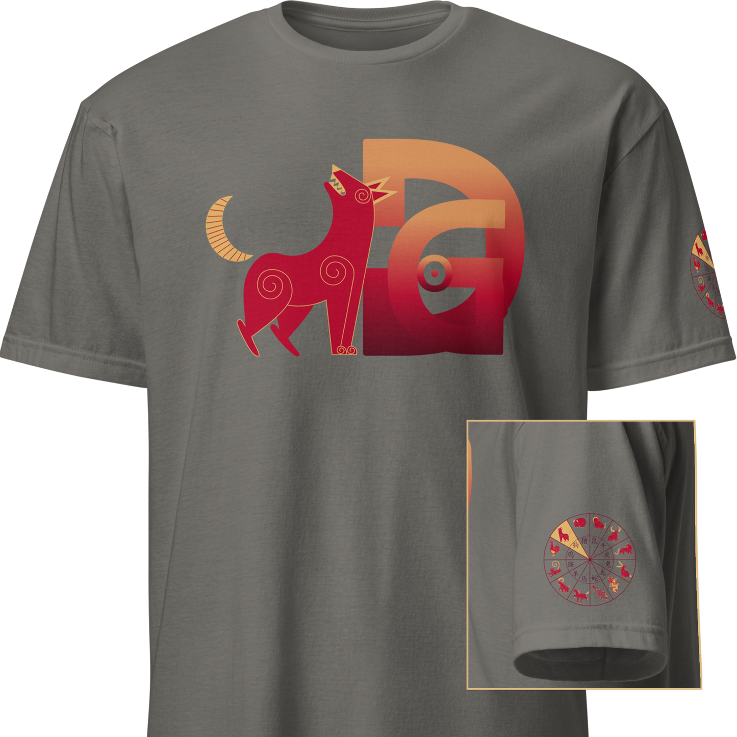 Deco Red Chinese Zodiac T-Shirt - Monkey, Rooster, Dog, Pig