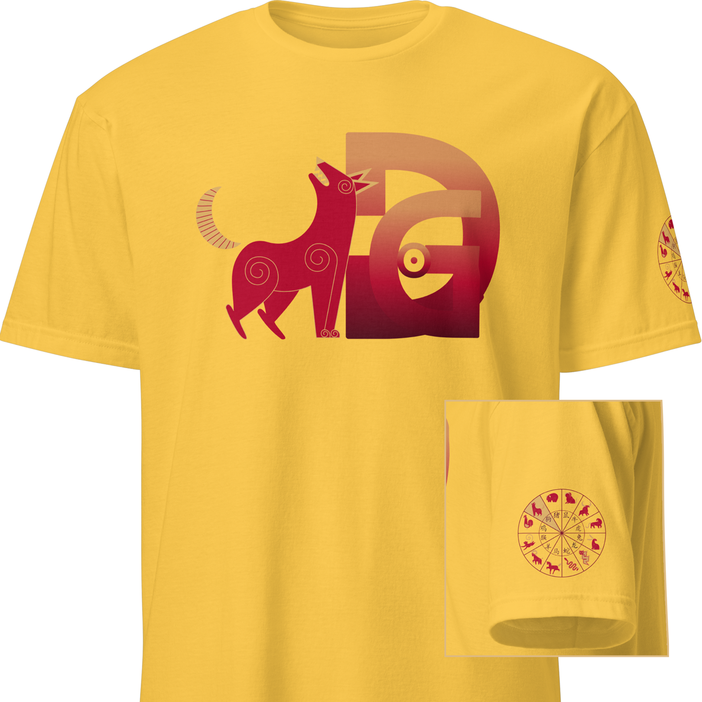 Deco Red Chinese Zodiac T-Shirt - Monkey, Rooster, Dog, Pig