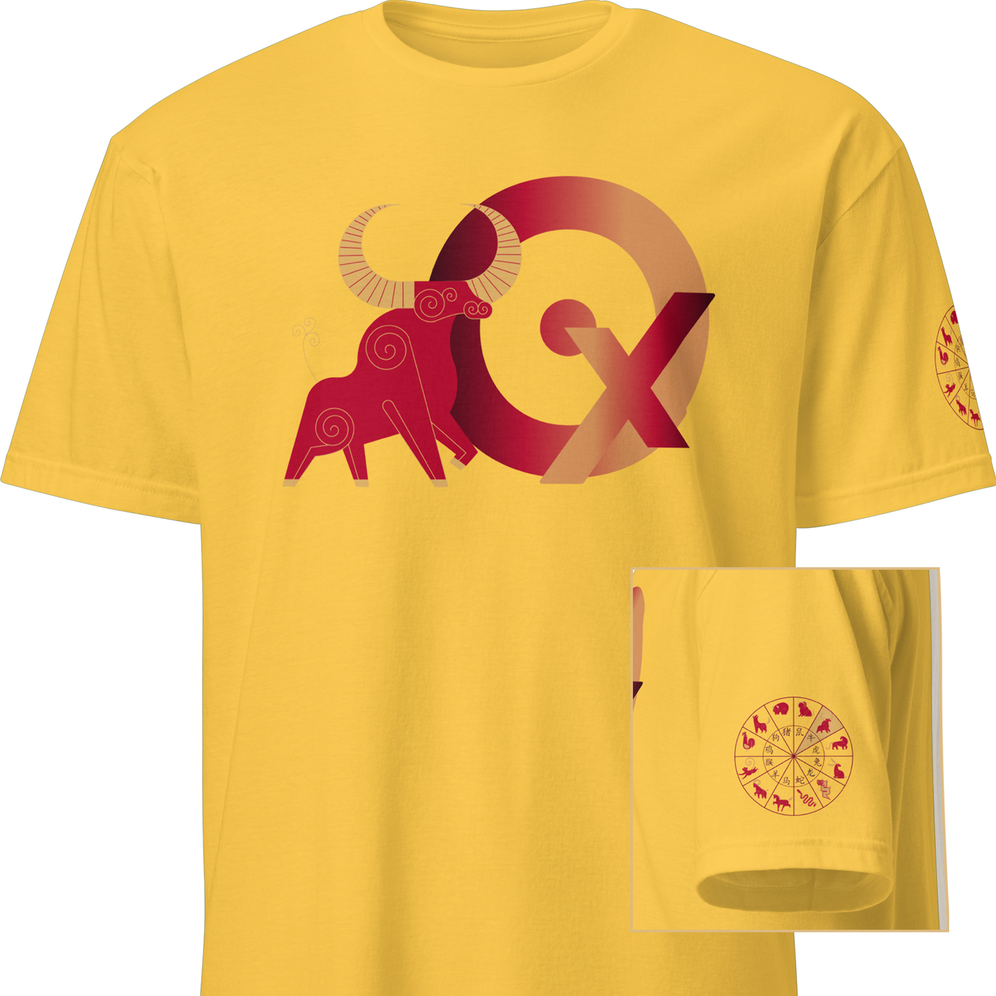 Deco Red Chinese Zodiac T-Shirt - Rat, Ox, Tiger, Rabbit