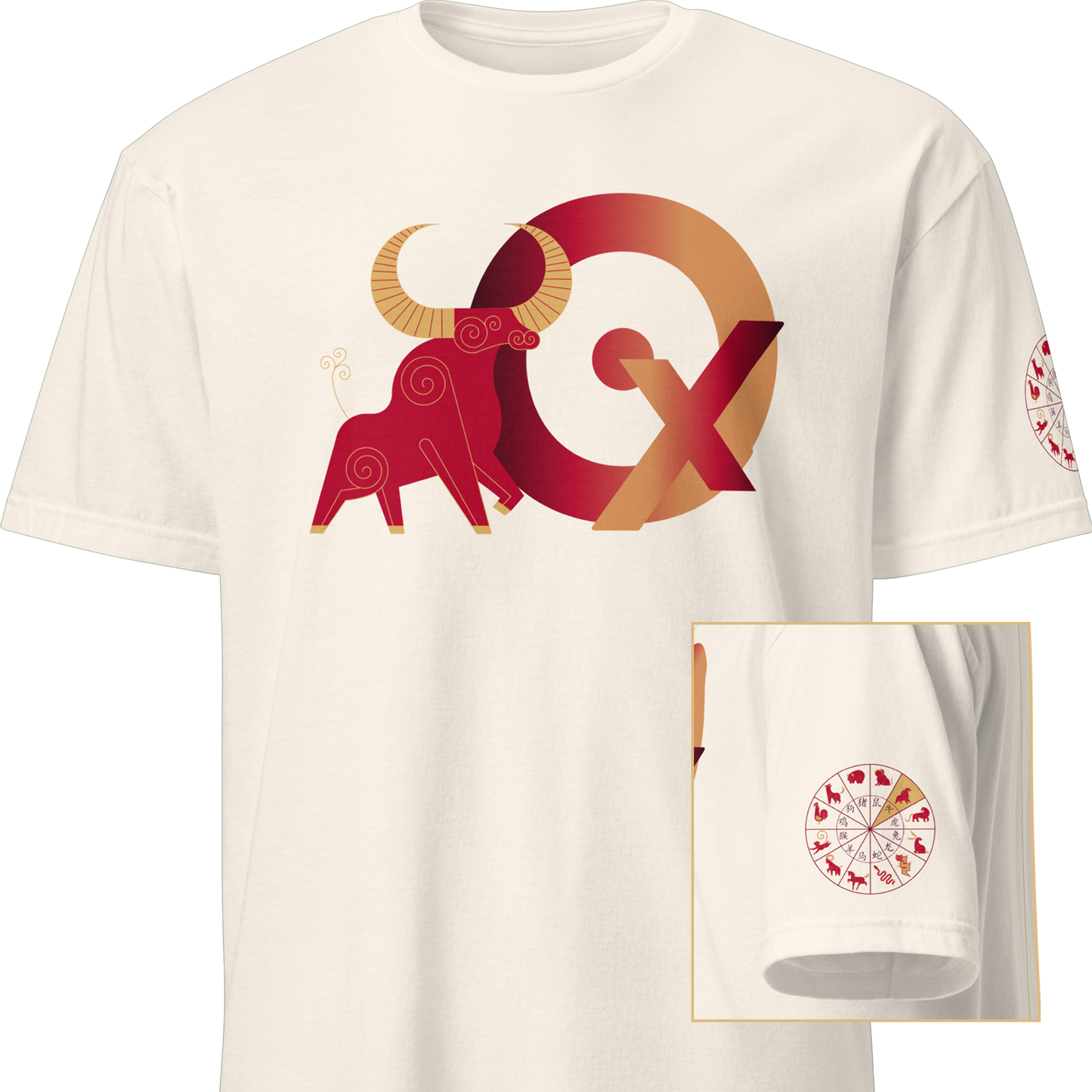 Deco Red Chinese Zodiac T-Shirt - Rat, Ox, Tiger, Rabbit