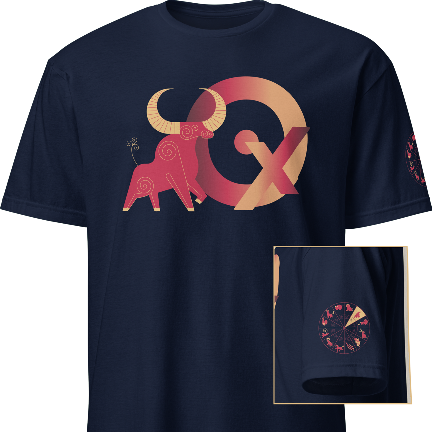 Deco Red Chinese Zodiac T-Shirt - Rat, Ox, Tiger, Rabbit