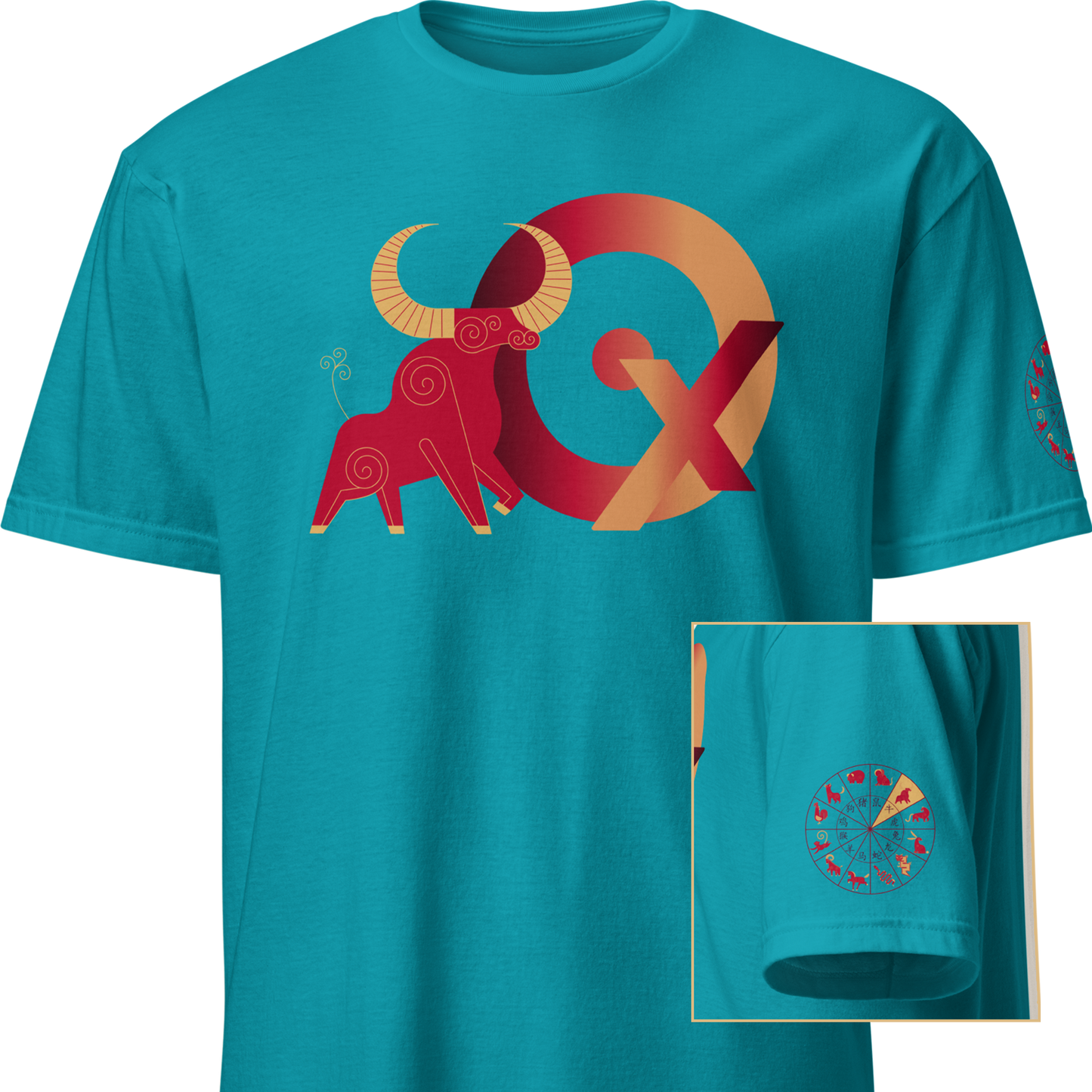 Deco Red Chinese Zodiac T-Shirt - Rat, Ox, Tiger, Rabbit