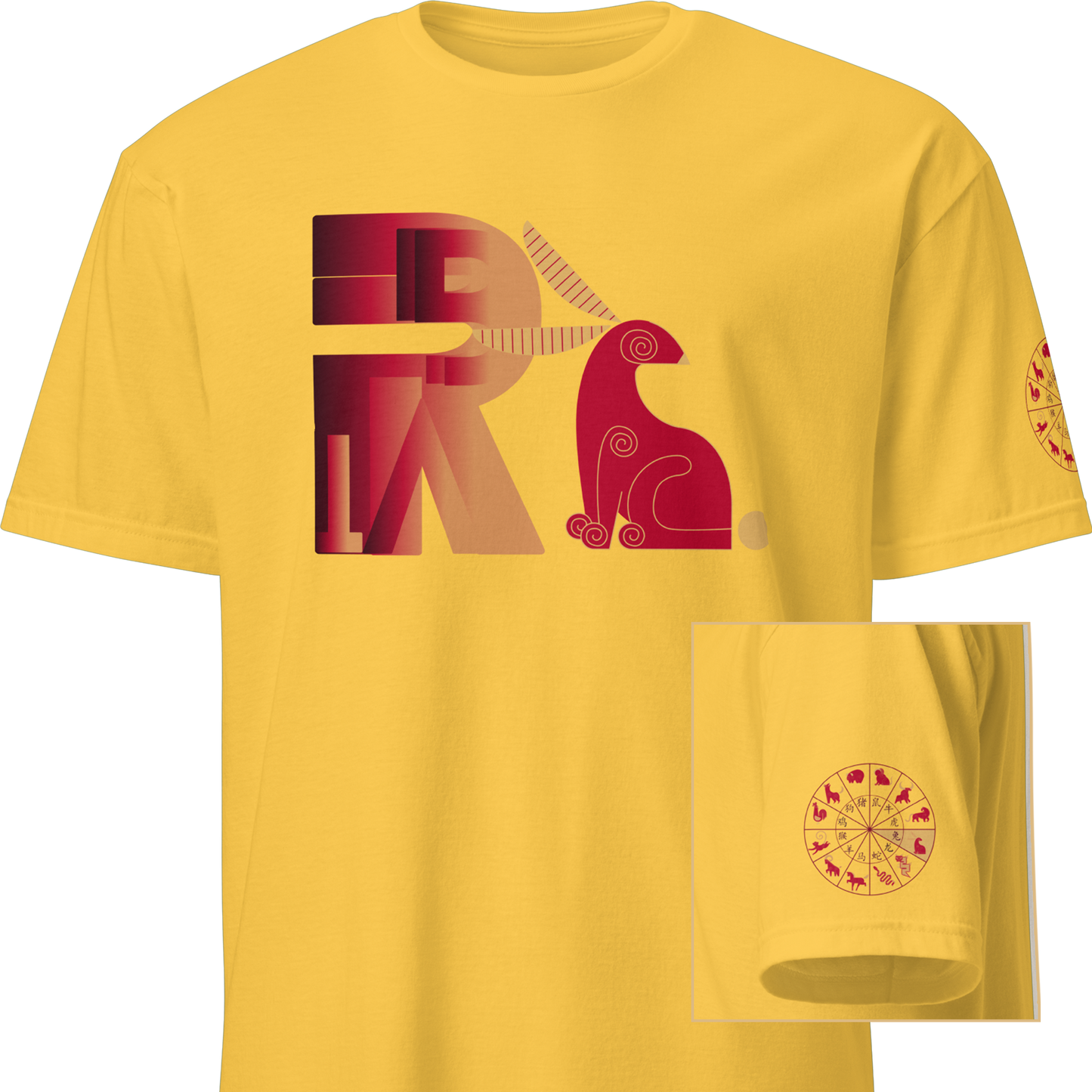 Deco Red Chinese Zodiac T-Shirt - Rat, Ox, Tiger, Rabbit