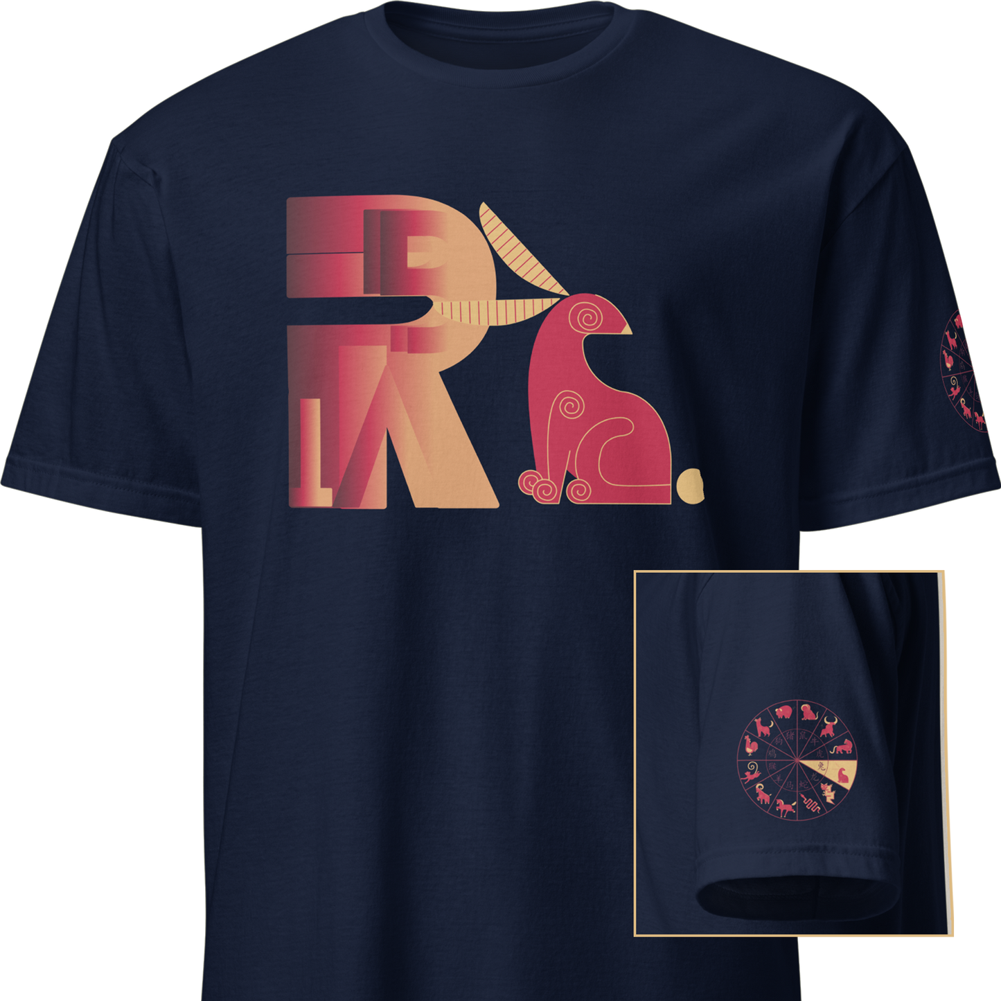 Deco Red Chinese Zodiac T-Shirt - Rat, Ox, Tiger, Rabbit