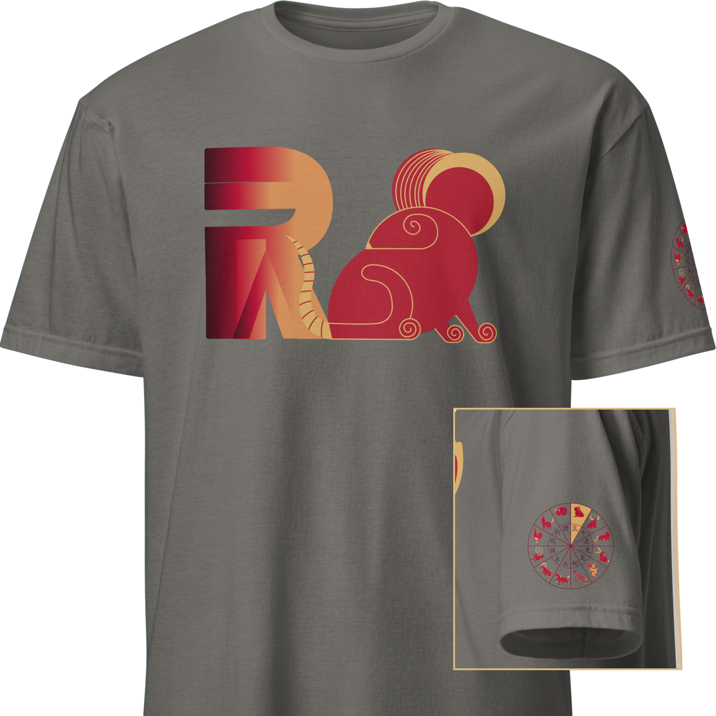 Deco Red Chinese Zodiac T-Shirt - Rat, Ox, Tiger, Rabbit