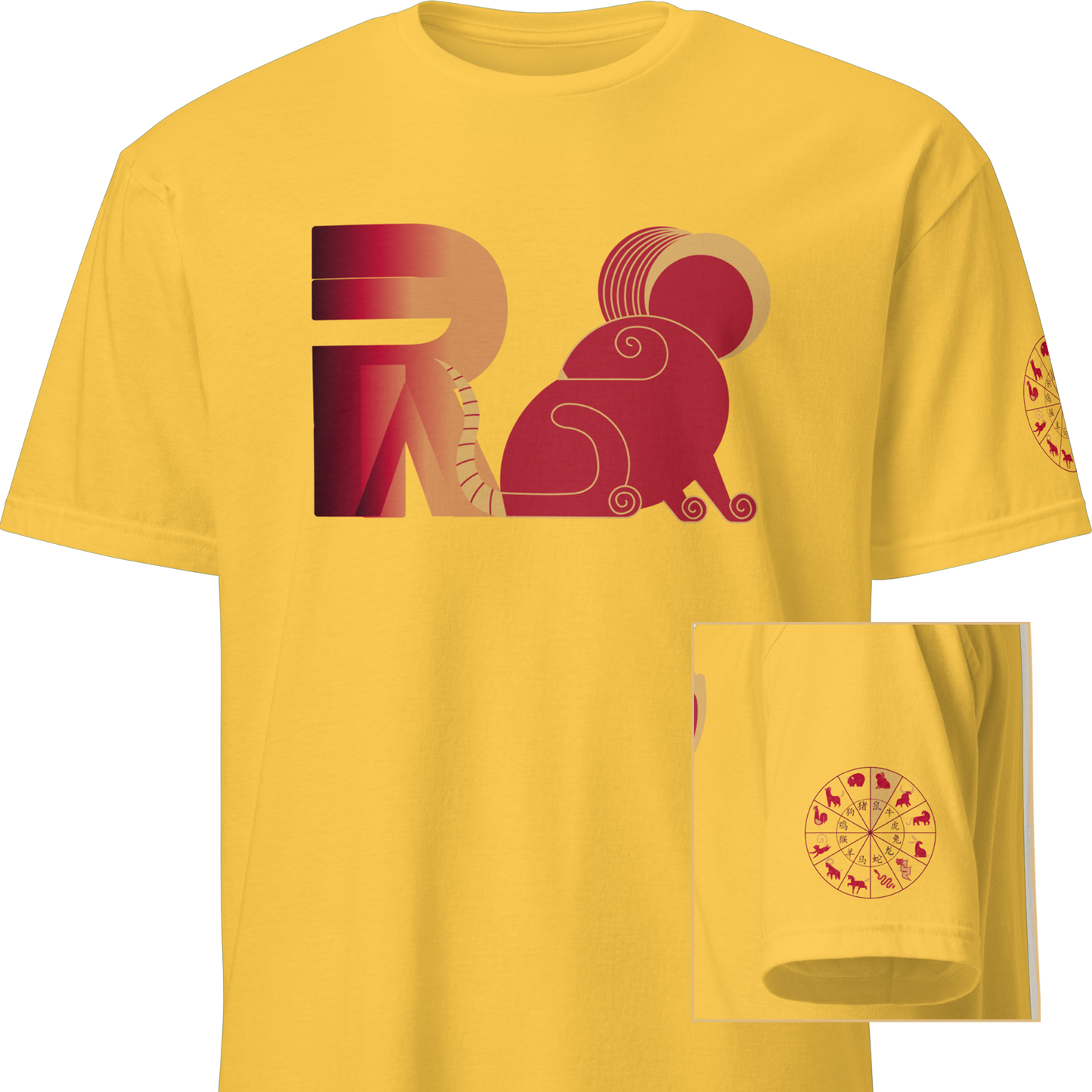 Deco Red Chinese Zodiac T-Shirt - Rat, Ox, Tiger, Rabbit