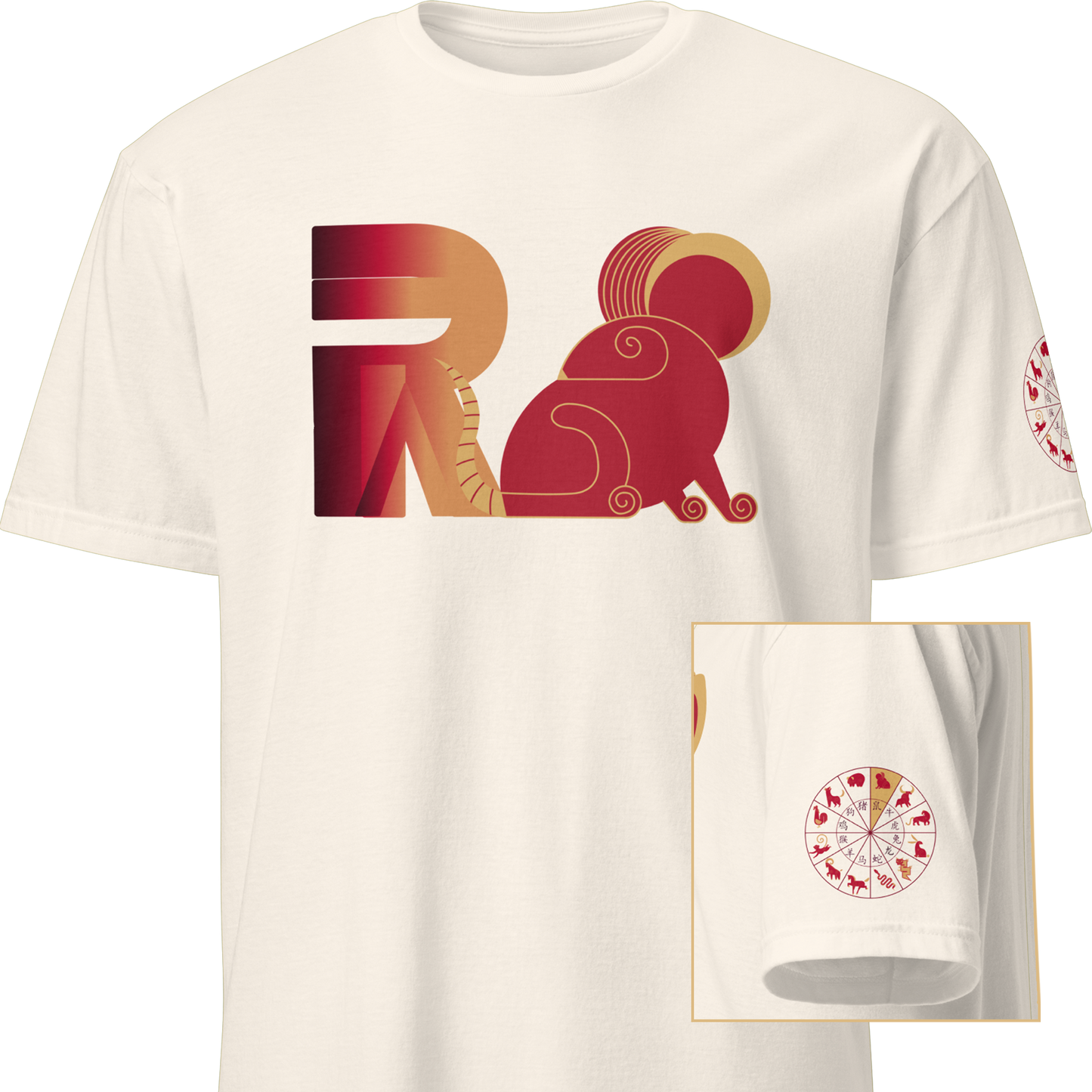 Deco Red Chinese Zodiac T-Shirt - Rat, Ox, Tiger, Rabbit