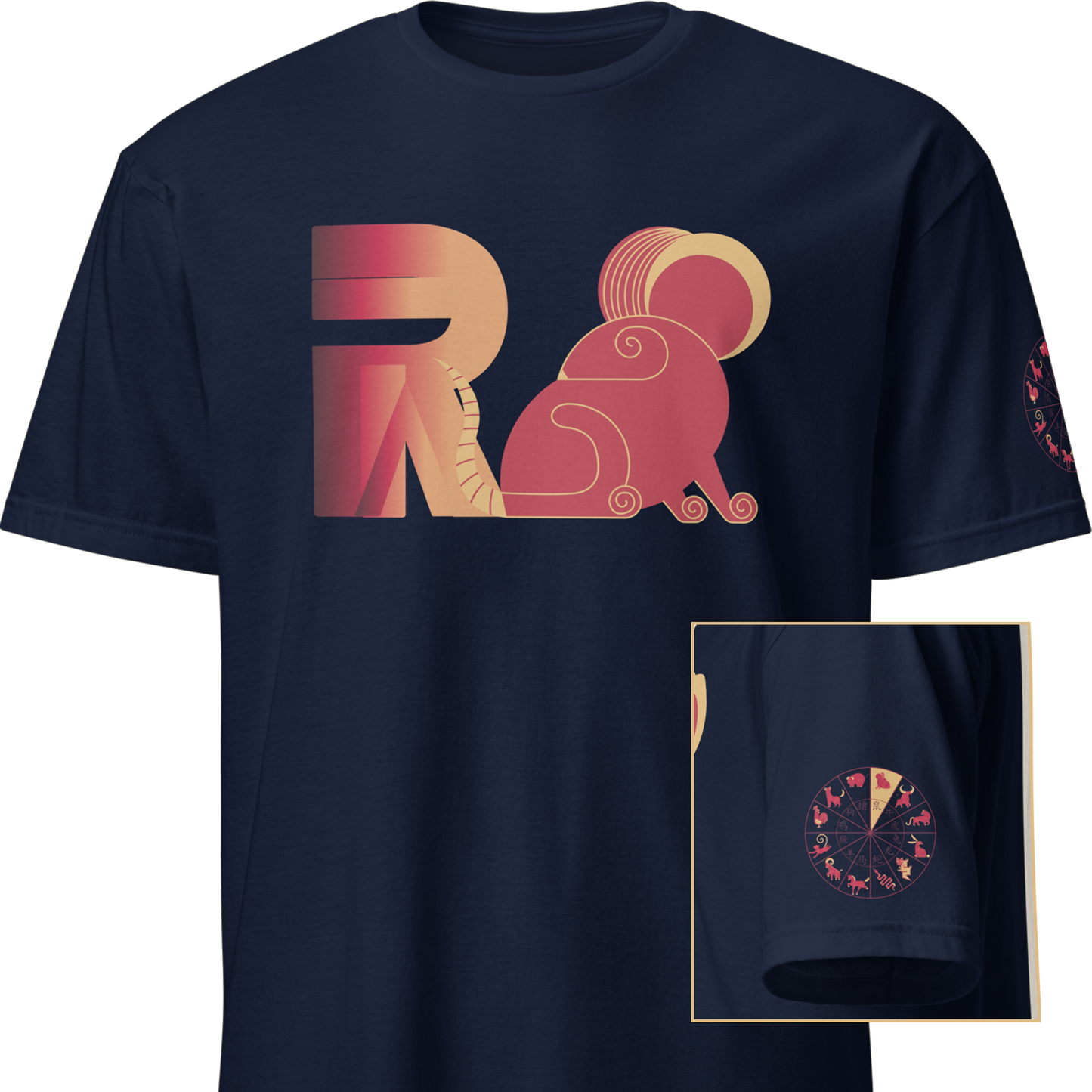 Deco Red Chinese Zodiac T-Shirt - Rat, Ox, Tiger, Rabbit