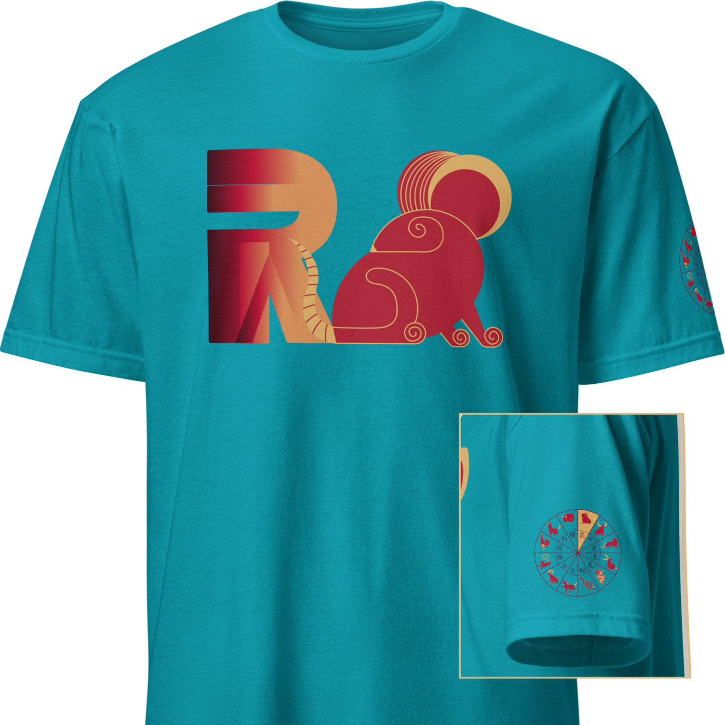 Deco Red Chinese Zodiac T-Shirt - Rat, Ox, Tiger, Rabbit