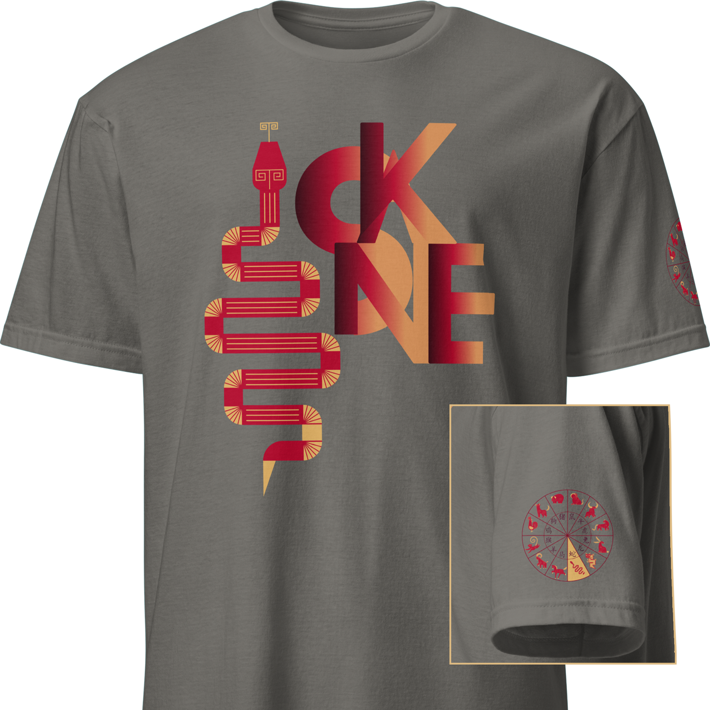 Deco Red Chinese Zodiac T-Shirt - Dragon, Snake, Horse, Goat