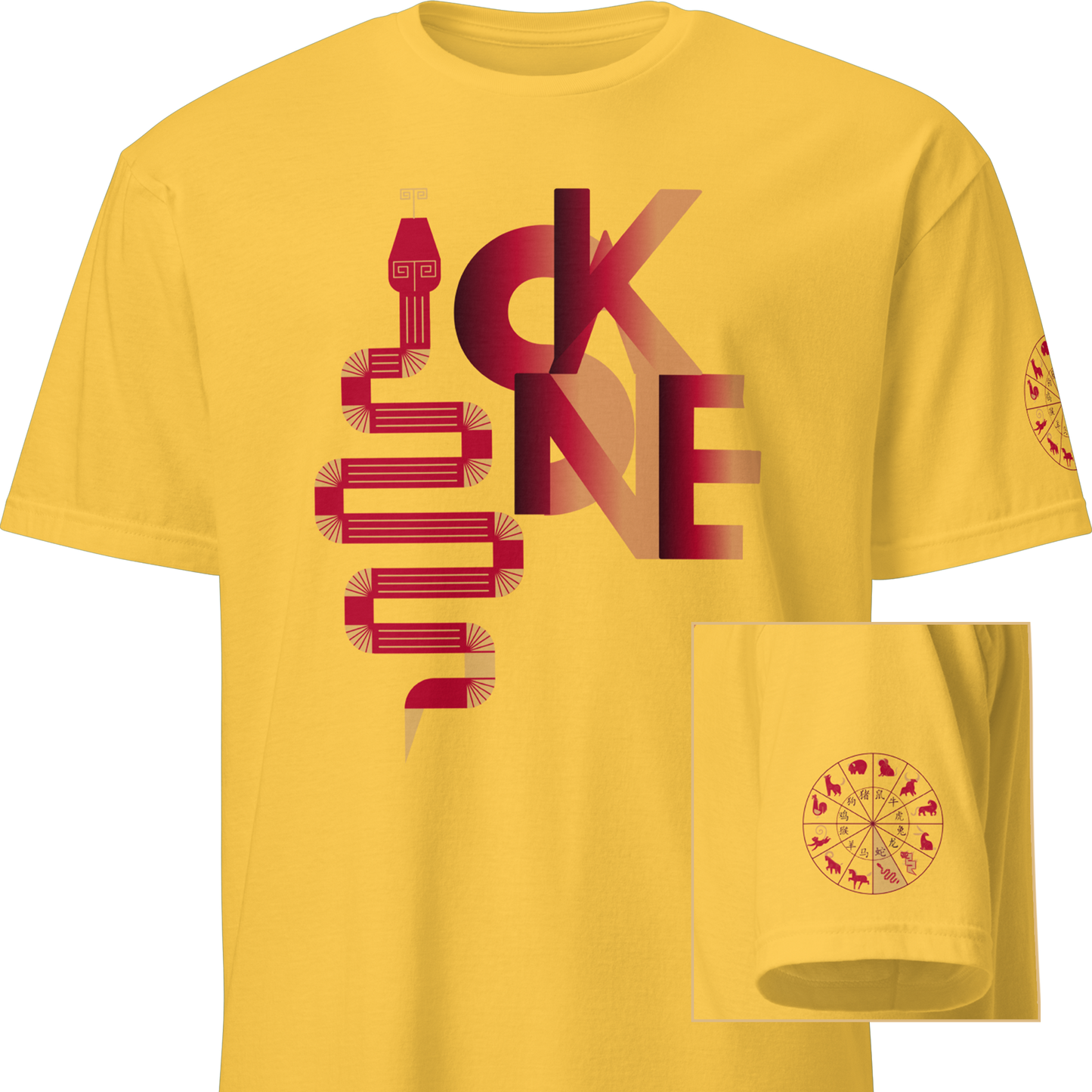 Deco Red Chinese Zodiac T-Shirt - Dragon, Snake, Horse, Goat