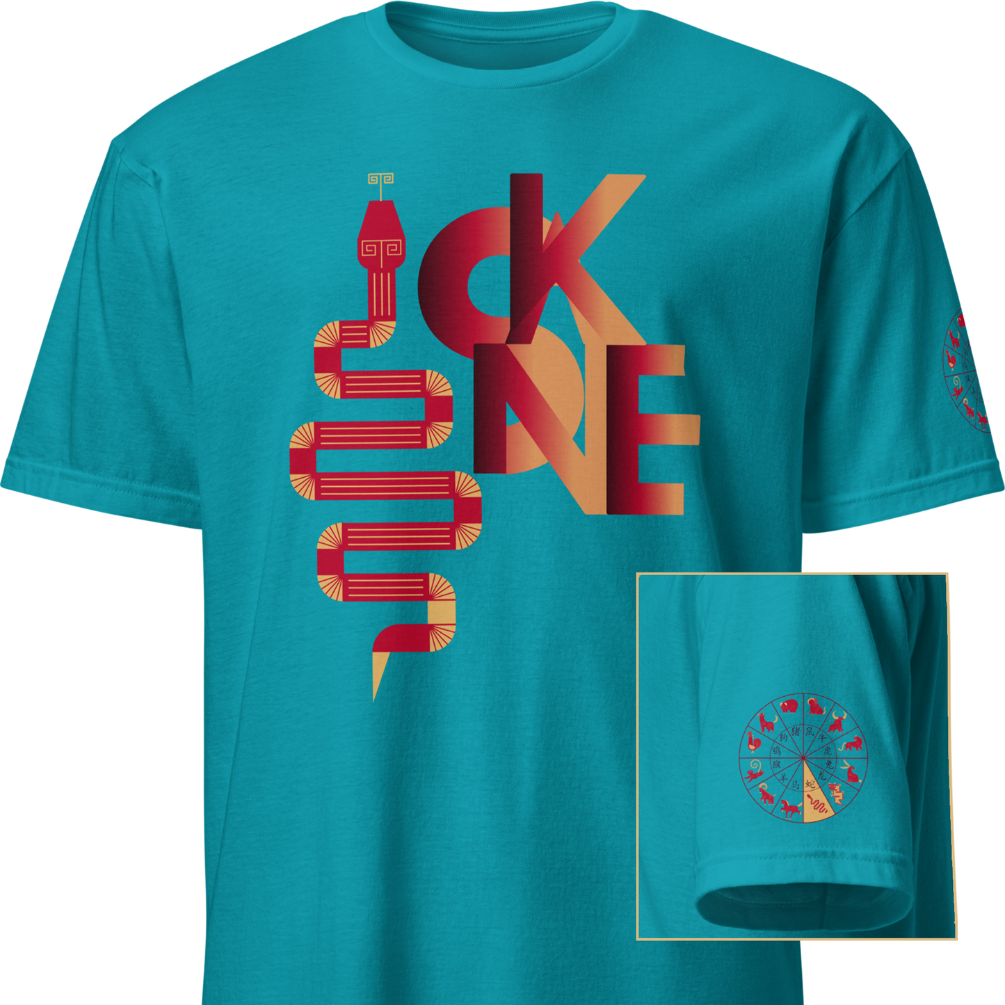 Deco Red Chinese Zodiac T-Shirt - Dragon, Snake, Horse, Goat