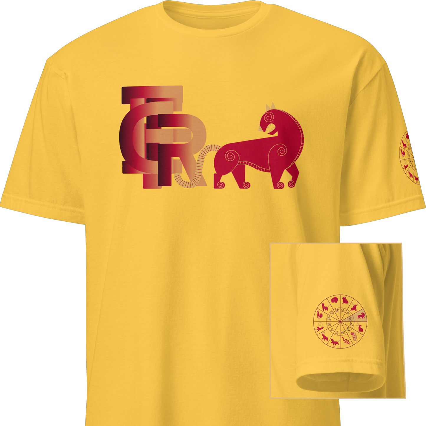 Deco Red Chinese Zodiac T-Shirt - Rat, Ox, Tiger, Rabbit