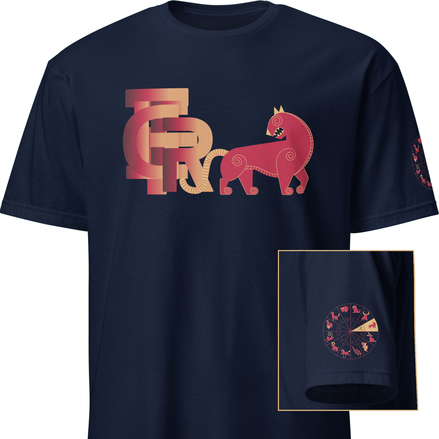 Deco Red Chinese Zodiac T-Shirt - Rat, Ox, Tiger, Rabbit