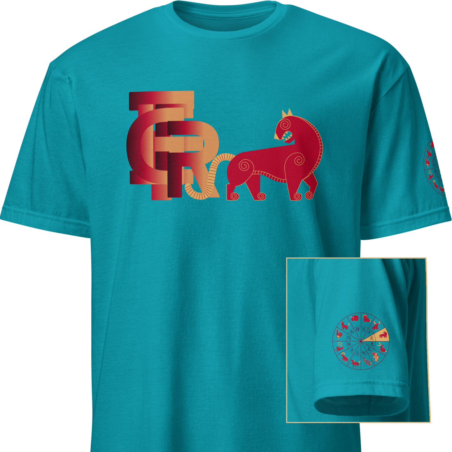 Deco Red Chinese Zodiac T-Shirt - Rat, Ox, Tiger, Rabbit
