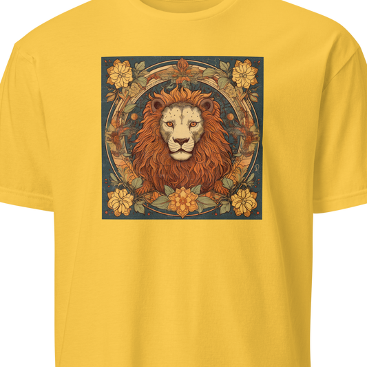 Yellow t-shirt with a lion graphic