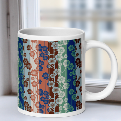 Sakura Stripes White Mug - Go Go