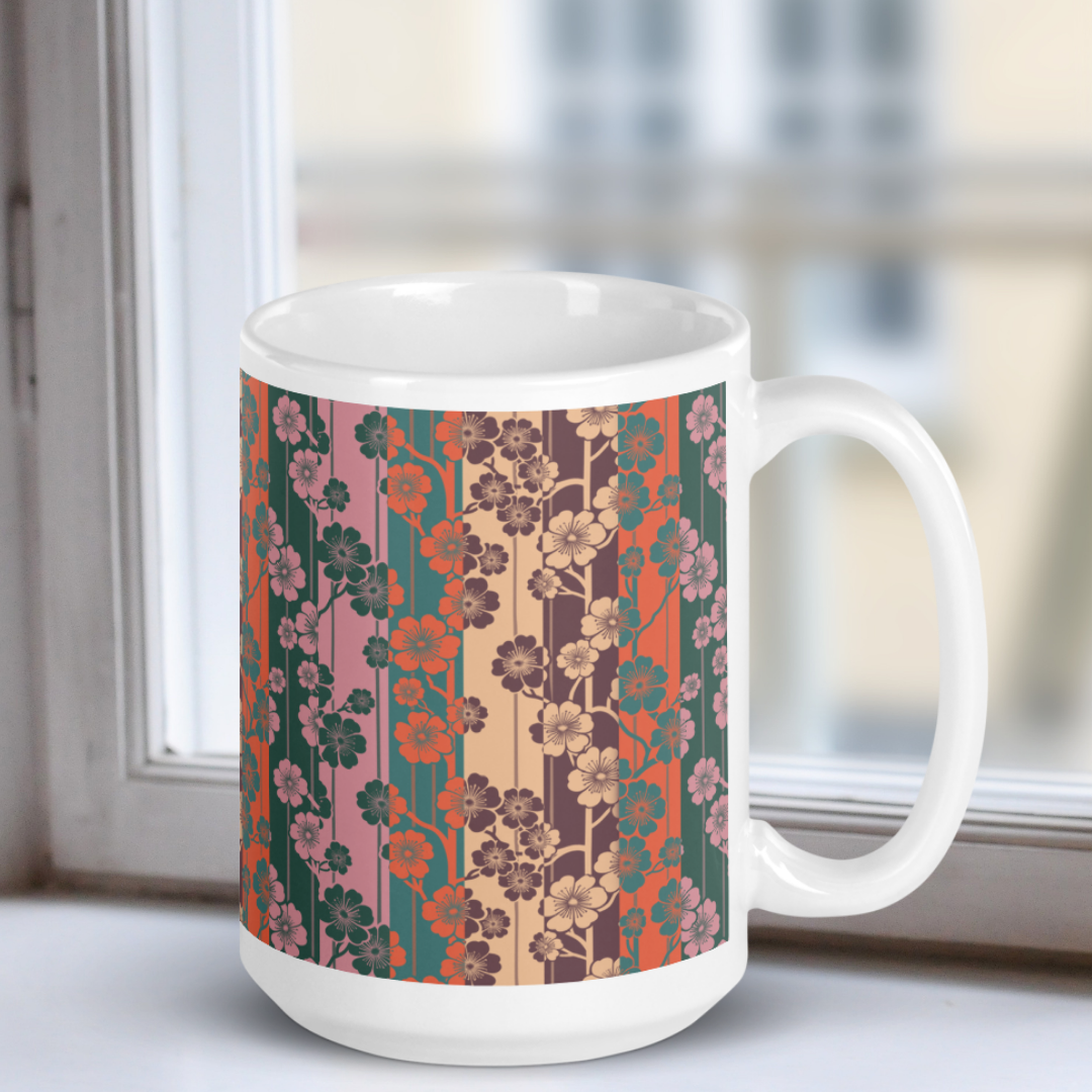 Sakura Stripes White Mug - Inyo