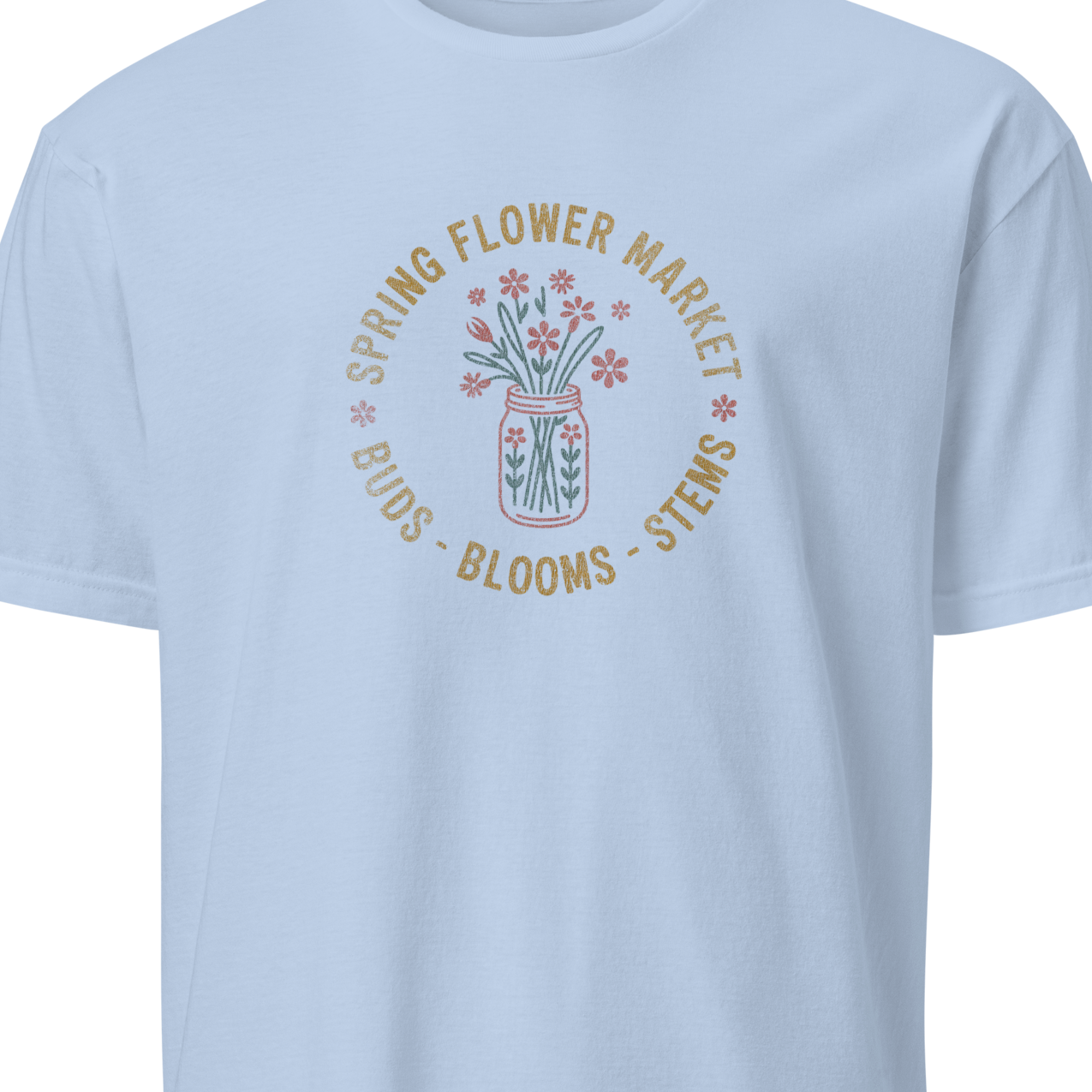 Light blue t-shirt with a graphic design 