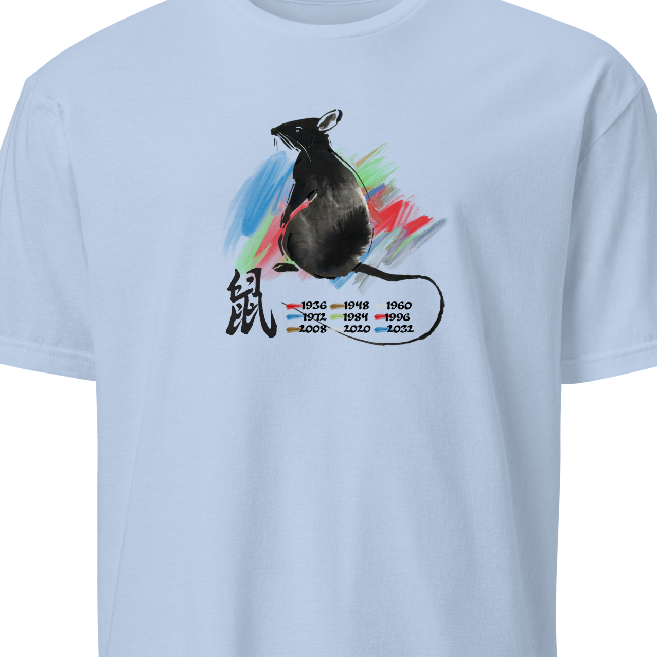 Blue t-shirt with a Year of the rat design