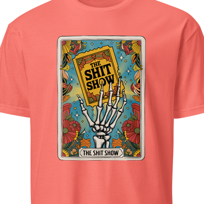 Coral t-shirt with a graphic design 