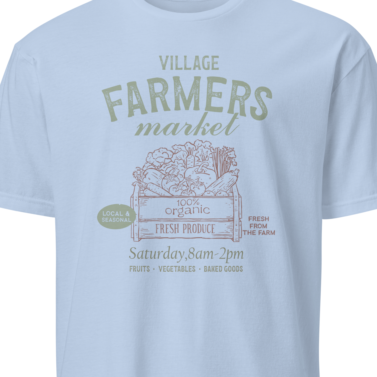 White t-shirt with black graphic and text