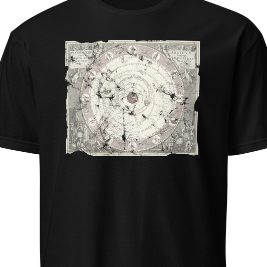 Black t-shirt with a geometric design 