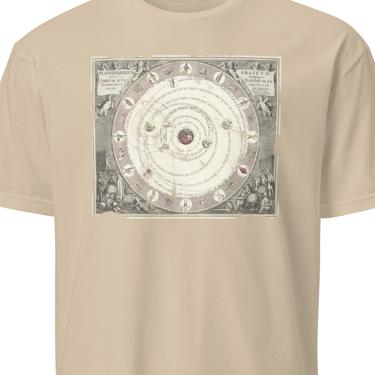 Beige t-shirt with a circular design 