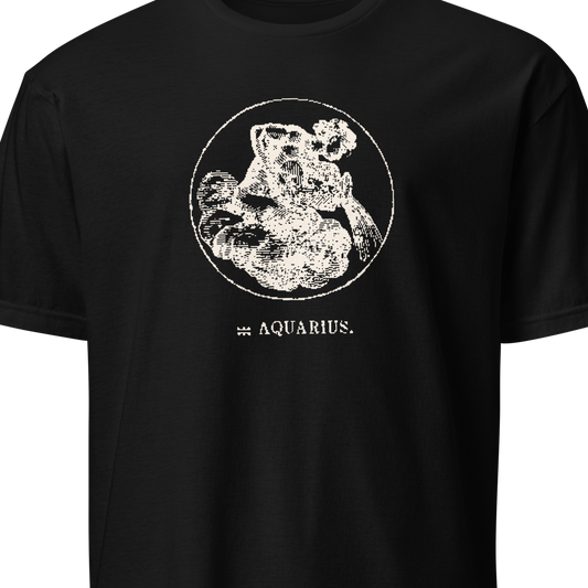 Black t-shirt with Aquarius zodiac symbol design