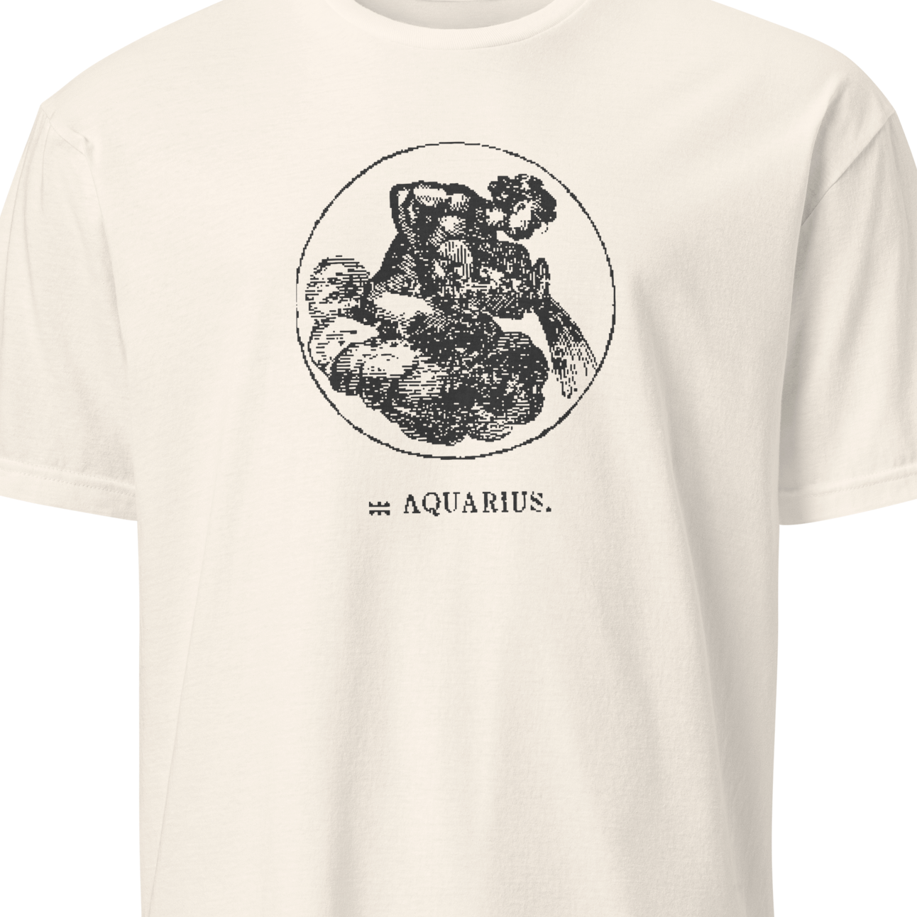 White t-shirt with Aquarius zodiac sign graphic