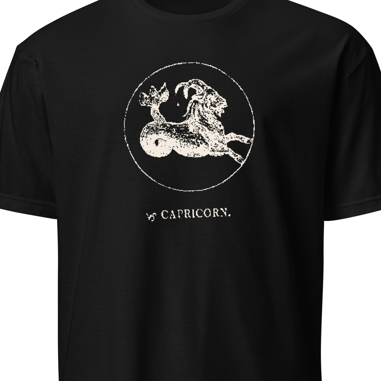 Black t-shirt with Capricorn zodiac sign design