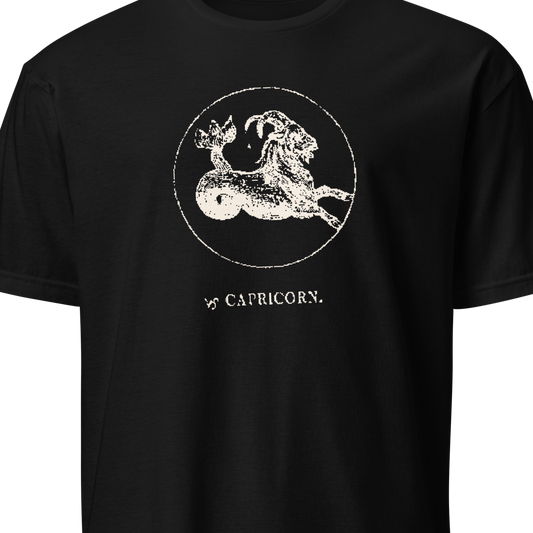 Black t-shirt with Capricorn zodiac sign design