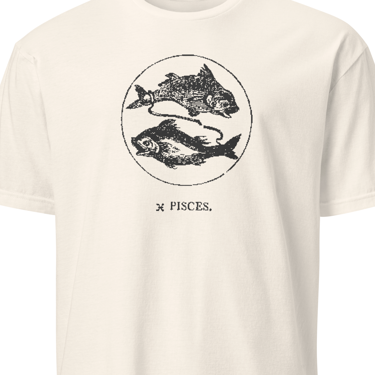 White t-shirt with Pisces zodiac sign design 