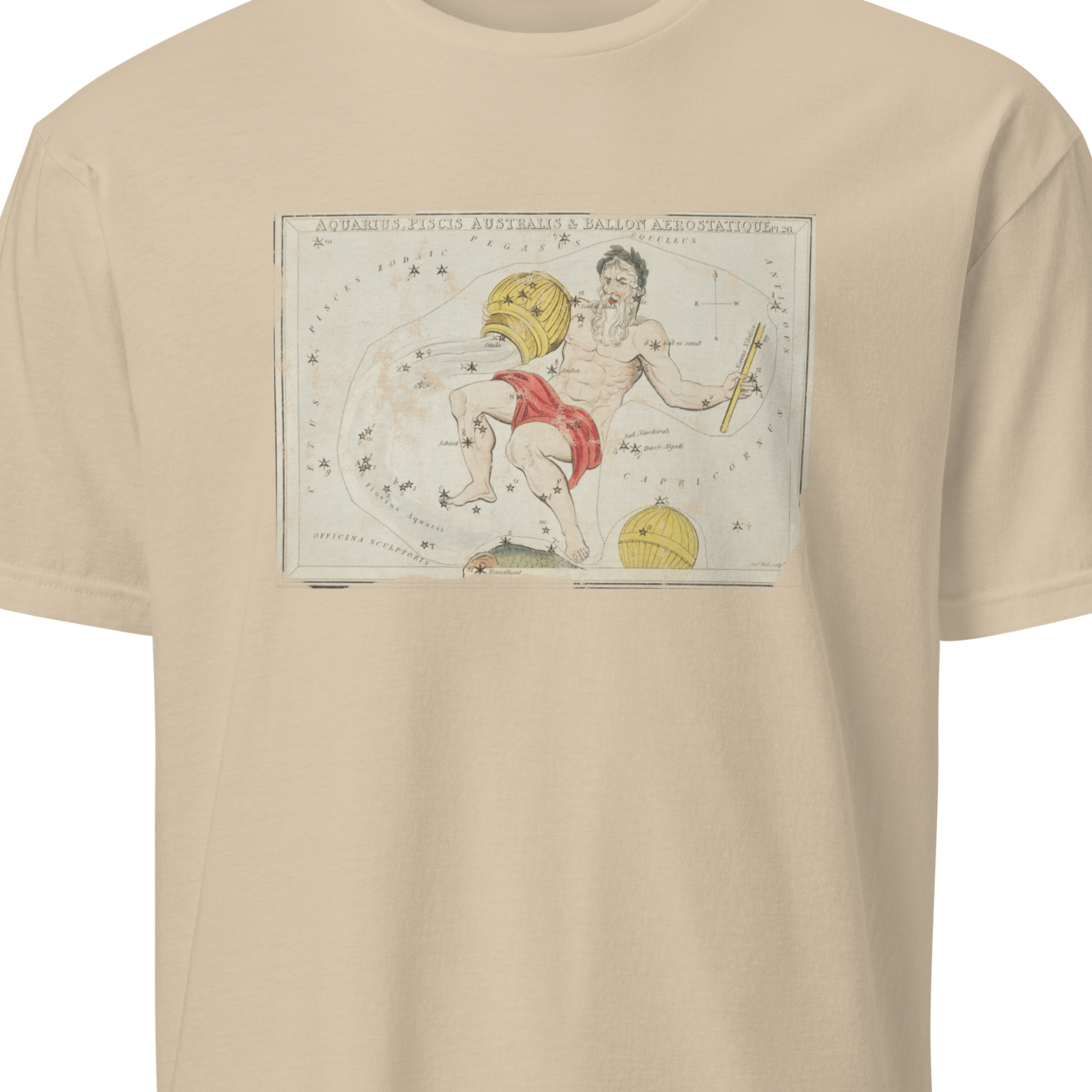 Beige t-shirt with a graphic design