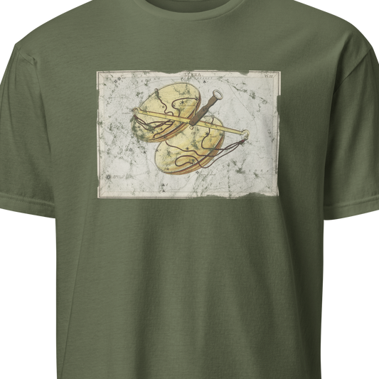 Green t-shirt with a graphic design 