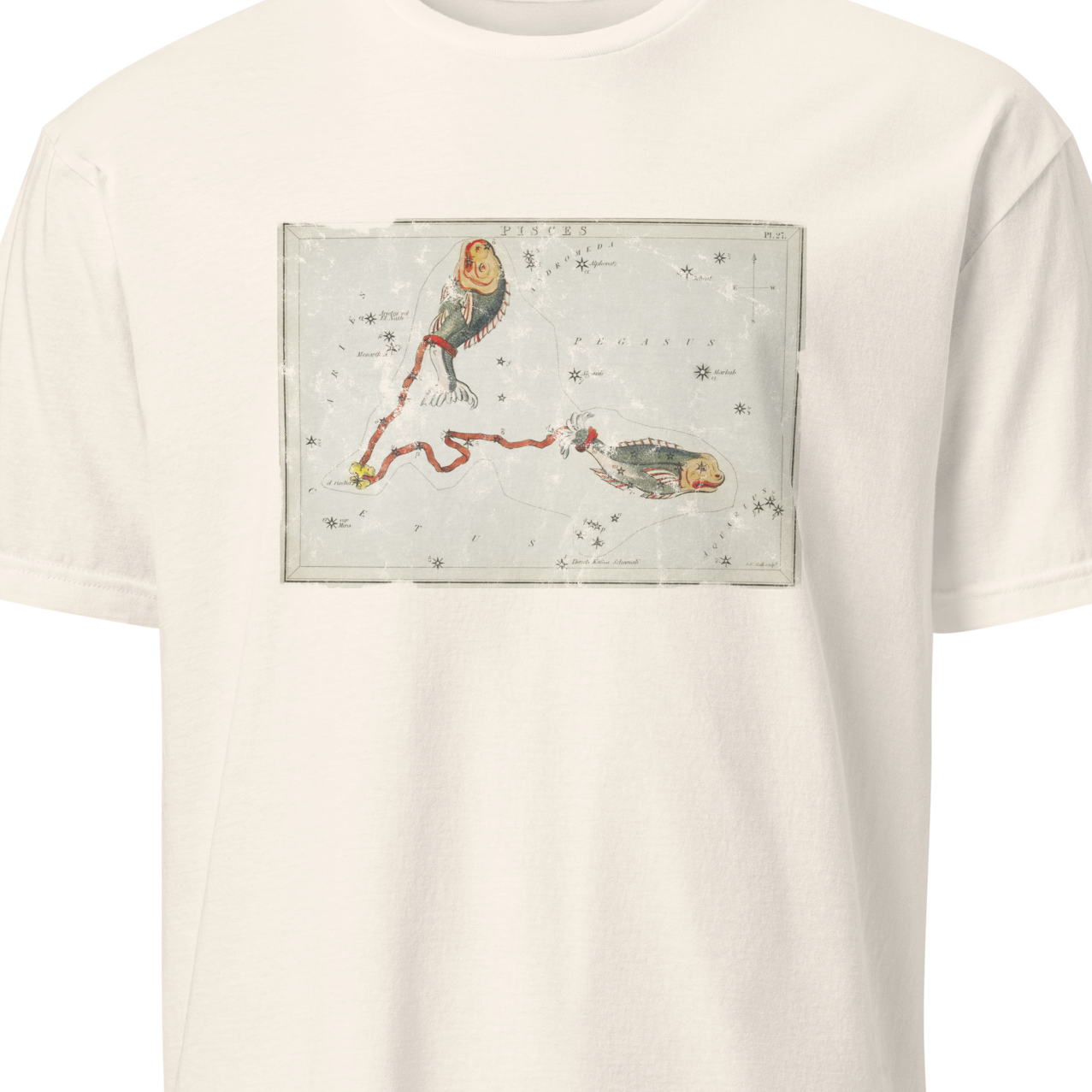 White t-shirt with vintage pisces design