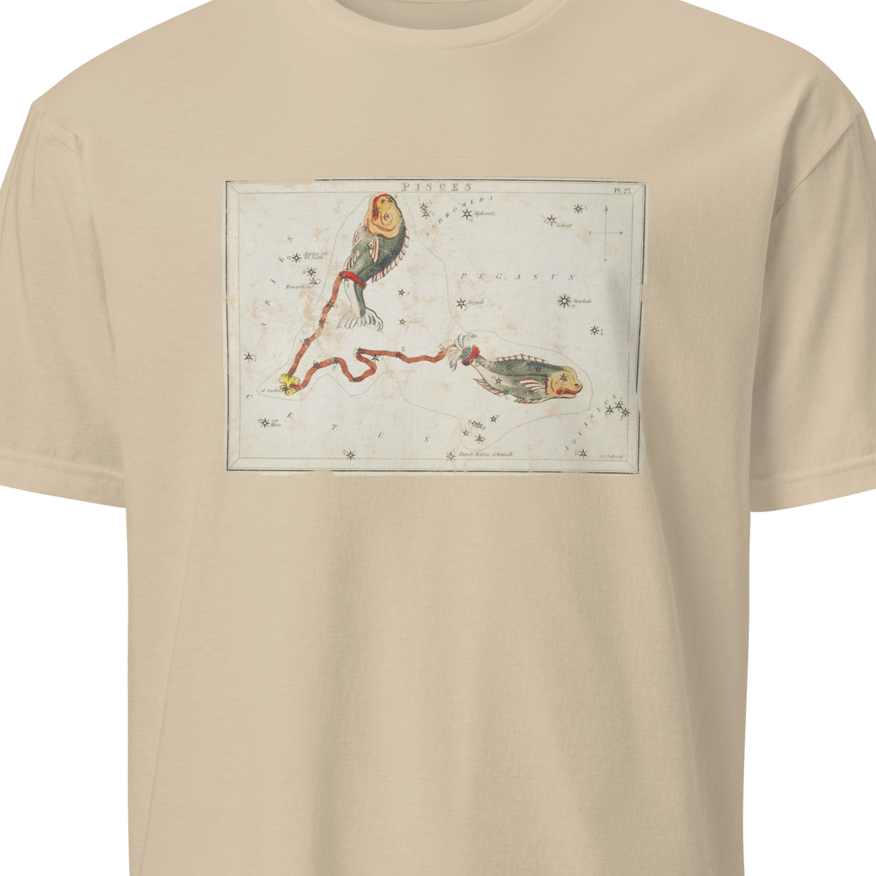 Beige t-shirt with a pisces design