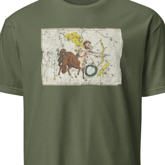 Green t-shirt with a graphic design