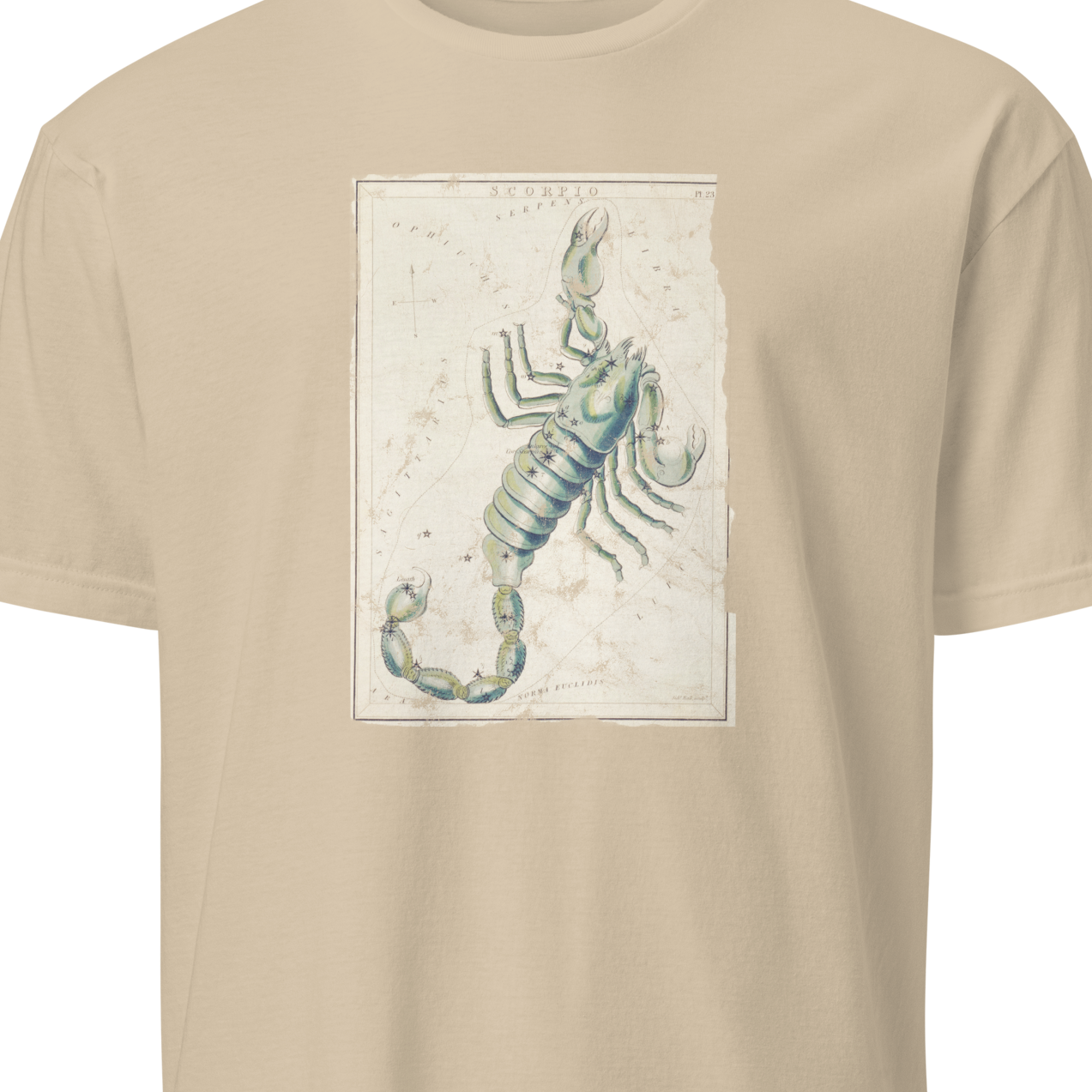 Beige t-shirt with a scorpion graphic
