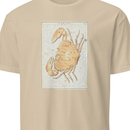 Beige t-shirt with a graphic of a scorpion on a white background