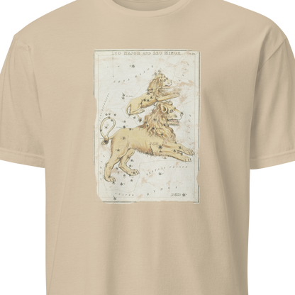 Beige t-shirt with a graphic of a unicorn on a white background