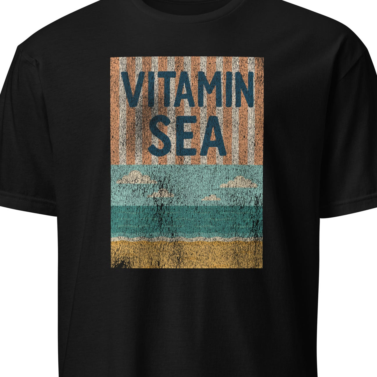 Black t-shirt with 'Vitamin Sea' graphic design
